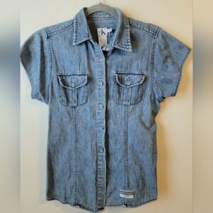 Vintage Calvin Klein Denim Shirt Juniors Size 16 (XL)